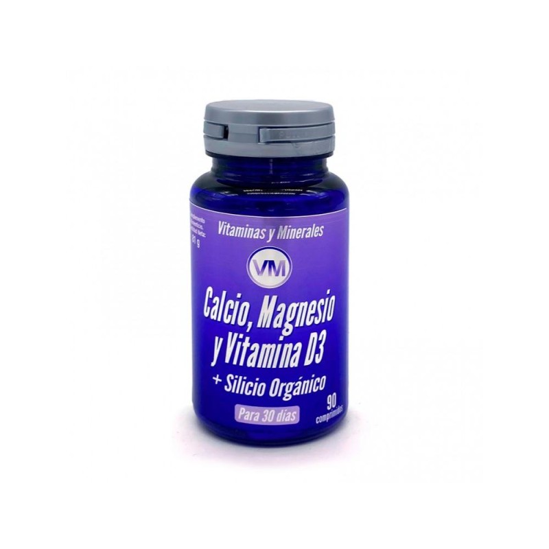Vitaminas y Minerales Calcio, Magnesio y Vit D3 + Silicio Orgánico 90 Comprimidos Vitaminas y Minerales Calcio, Magnesio y Vit D3 + Silicio Orgánico 90 Comprimidos