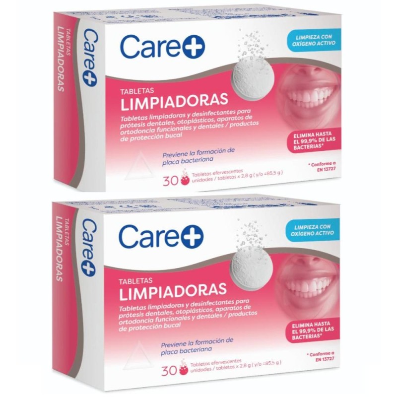 CARE+ Zahnprothesen-Reinigungstabletten 2 x 30 Stück 【SPARKPACK】