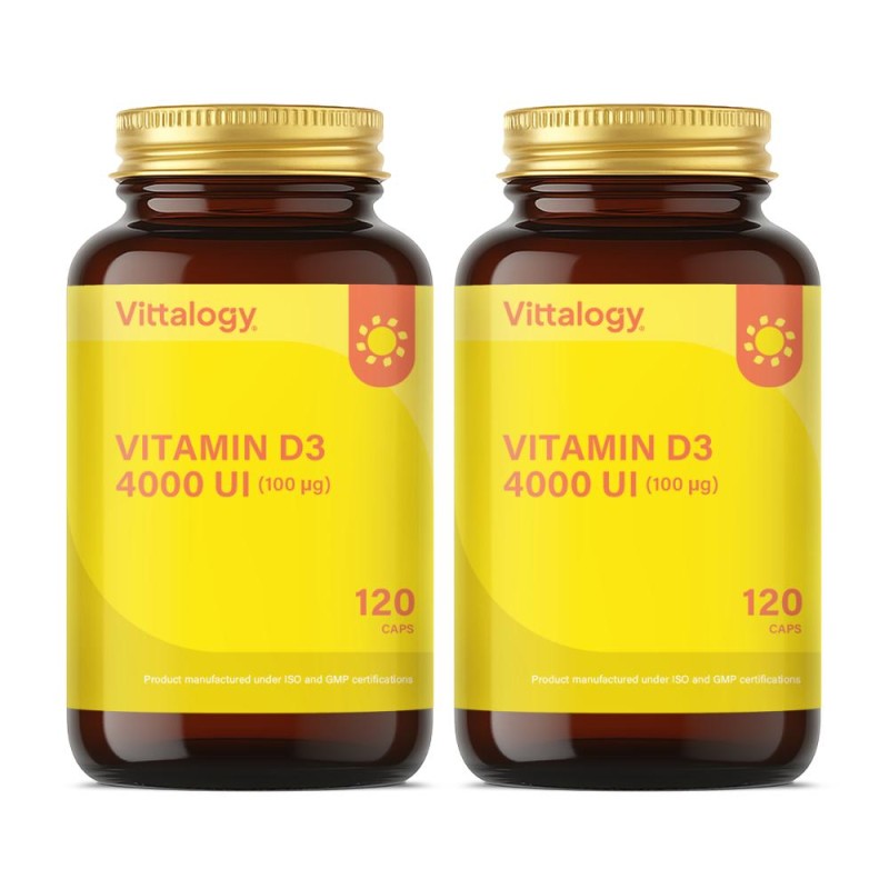 Vittalogy Vitamin D3 4000 IU 2x120 Capsules【VALUE PACK】 Vittalogy Vitamin D3 4000 IU 2x120 Capsules【VALUE PACK】