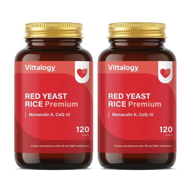 Vittalogy Roter Hefereis Premium 2 x 120 Kapseln 【SPANNPAKET】 Vittalogy Roter Hefereis Premium 2 x 120 Kapseln 【SPANNPAKET】