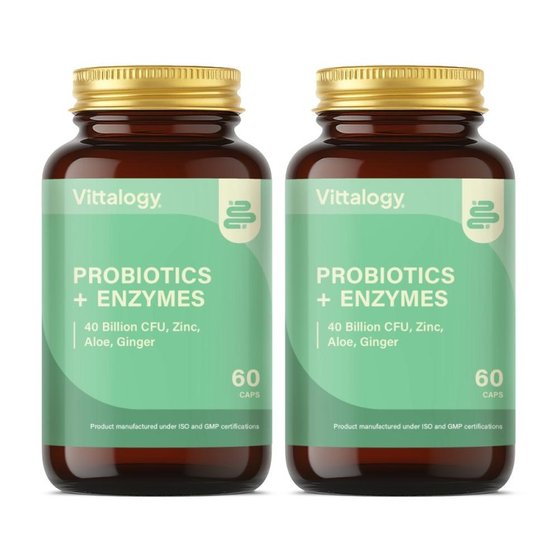 Vittalogy Probiotics + Enzymes 2x60 Tablets【SAVING PACK】 Vittalogy Probiotics + Enzymes 2x60 Tablets【SAVING PACK】