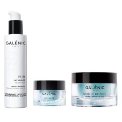 GALÉNIC Pack Contorno Ojos Alisante 15ml + Pur Leche Desmaquillante Suave 400ml + Beauté de Nuit Gel Crema Cronoactivo 50ml