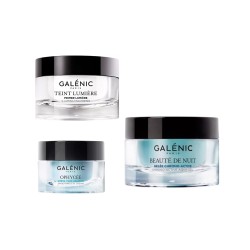 GALÉNIC Pack Contorno Ojos Alisante 15ml + Teint Lumière Primer Iluminador Base 30ml + Beauté de Nuit Gel Crema Cronoactivo 50ml