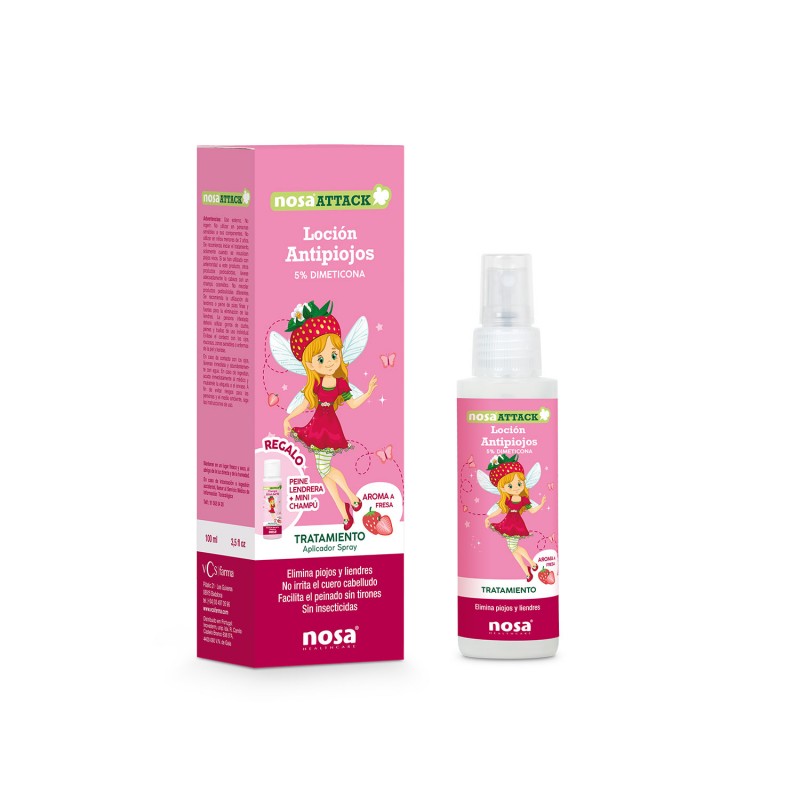 NOSA Attack Loção Anti-piolhos 5% Dimeticona Aroma Morango 100ml NOSA Attack Loção Anti-piolhos 5% Dimeticona Aroma Morango 100ml