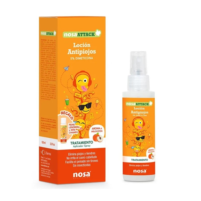 NOSA Attack Anti-lice Lotion 5% Dimethicone Peach aroma 100ml